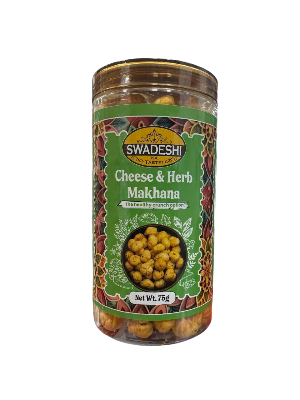 SWADESHI CHEESE & HERBS MAKHANA 75 GM JAR